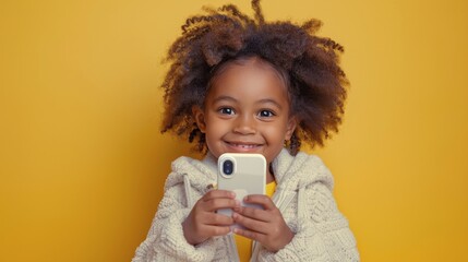 Little Girl Holding Cell Phone