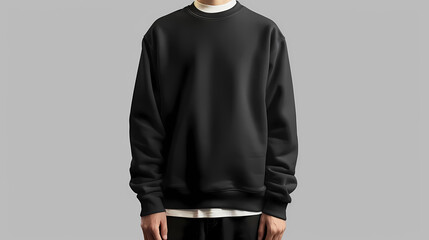 Man Wearing Black Sweatshirt Against Backdrop, product template 