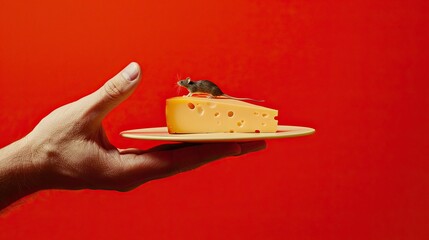 hand with cheese and mouse Generative AI