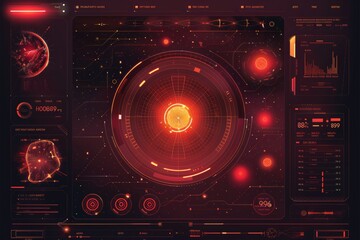 Futuristic Interface with Digital Display, Advanced Technology in Sci-Fi Control Panel, Holographic Screen