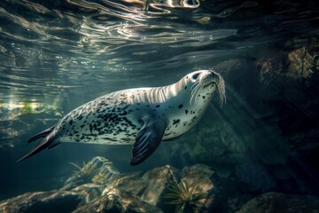 grey seal - wildlife - Helgoland 4K. Beautiful simple AI generated image in 4K, unique.