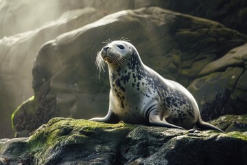 Obraz premium grey seal - wildlife - Helgoland 4K. Beautiful simple AI generated image in 4K, unique.