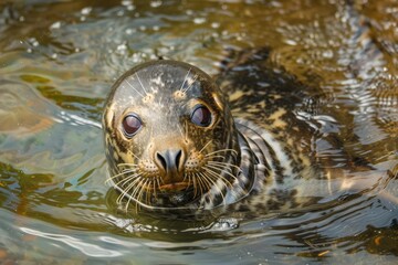 Obraz premium grey seal - wildlife - Helgoland 4K. Beautiful simple AI generated image in 4K, unique.