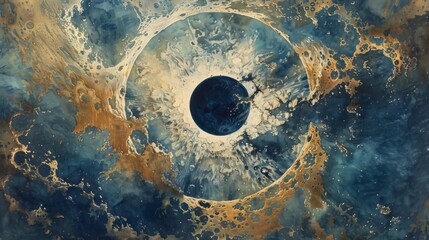 Blue and gold abstract painting.