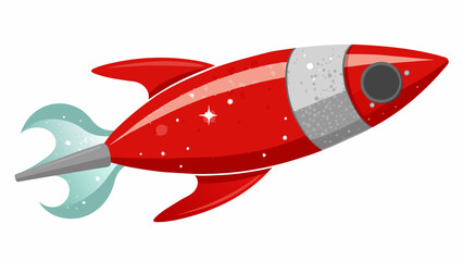 Fototapeta premium A retro tail shaker in the shape of a rocket ship complete with a glittery red finish and shiny silver detailing. Vector illustration