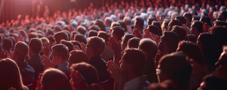 An applauding audience at a theatrical performance, capturing the shared appreciation and excitement.