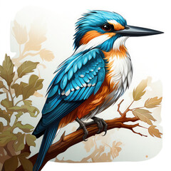 Obraz premium Watercolor Kingfisher vector, clipart Illustration, Generative Ai