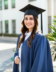 Arabic Female Graduate - Celebrating Graduation from College or University - Wearing Graduation Attire - Graduation Hat and Robes - Succesfull Young Adult or Teenager Smiling and Happy