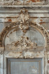 Lavish antique baroque, barocco ornate marble ceiling frame non linear reformation design. elaborate ceiling with intricate accents depicting classic elegance and architectural beauty