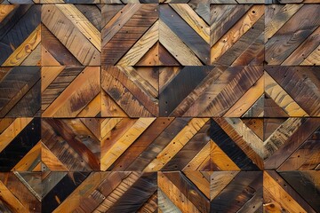 rustic wooden wall with decorative geometric pattern abstract photo