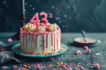 A beautiful birthday cake. 43 years old
