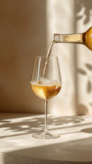 wine poured from a bottle into a glass