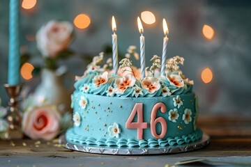 A beautiful birthday cake. 46 years old