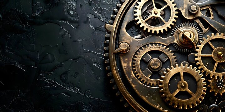 Iron gears on a black background