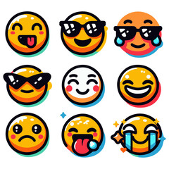 Expressive Smiley Emoji Vector Design Elements: Brighten Your Projects with Joyful Graphics