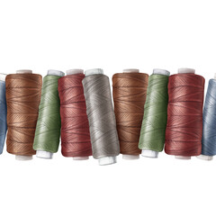 Multi-colored threads for sewing. Creation and repair of clothing. Seamless pattern. Handicraft and embroidery store. Border for background design, textile, banner