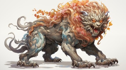 Illustration of a Shishi on a White Background