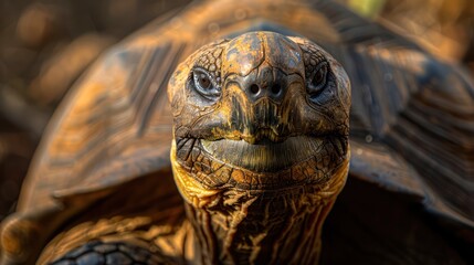 An intimate portrait of a tortoise, with a focus on its wise eyes that seemingly hold years of untold stories