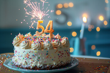 A beautiful birthday cake. 54 years old