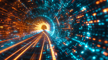 Naklejka premium Dataflow Dynamics: Navigating the Digital Depths