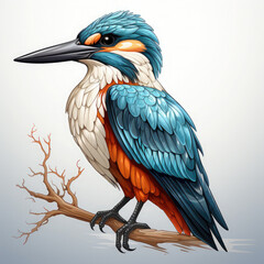 Fototapeta premium Watercolor Kingfisher vector, clipart Illustration, Generative Ai