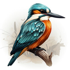 Watercolor Kingfisher vector, clipart Illustration, Generative Ai