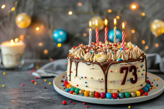 A beautiful birthday cake. 73 years old