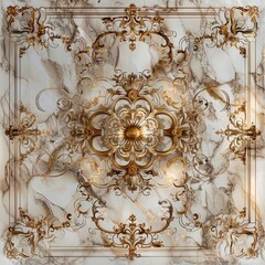 Lavish antique baroque, barocco ornate marble ceiling frame non linear reformation design. elaborate ceiling with intricate accents depicting classic elegance and architectural beauty