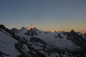 landscape from  cabane de tracuit at sunrise during summer