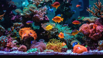Naklejka na ściany i meble a variety of beautiful sea fish and coral reefs