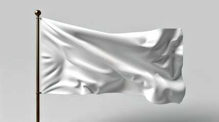Blank white flag waving on a flagpole, symbolizing surrender or peace, with a neutral smooth background. Perfect for placeholders or custom designs. AI