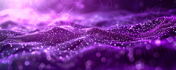 Dense purple digital fabric with a seamless web of communication lines, epitomizing the internet of...