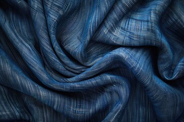 A blue fabric with a pattern of waves