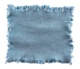 Piece of torn denim on a white background. Denim texture