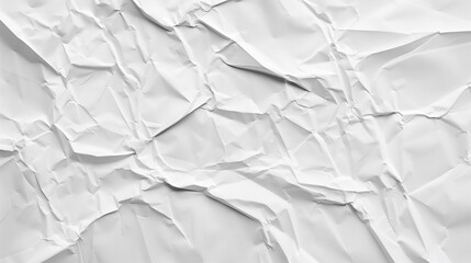 Close-up of a crumpled white paper texture, emphasizing the chaotic and intricate folds and creases.