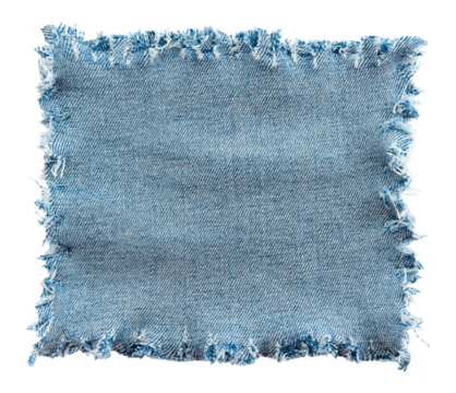Piece of torn denim on a white background. Denim texture