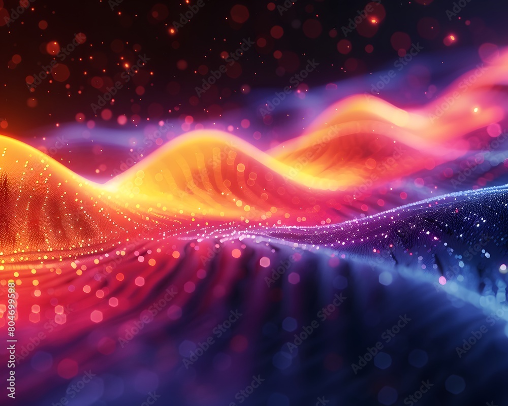 Fototapete Bright gradient background with colorful grains. It represents a mix of energy, movement, fun and liveliness with the grain of old computer graphics or noisy TV. It has a retro or futuristic feel.