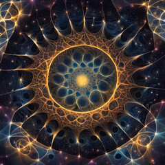 Naklejka premium Stunning Cosmic Fractal Design with Stars and Spirals