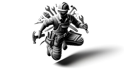 Dynamic Construction Worker in Action