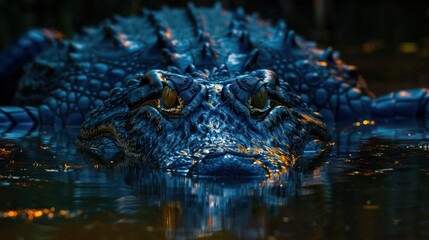 Obraz premium The up-close capture highlights the intricate texture and pattern of the alligator's skin, reflecting its hardy nature