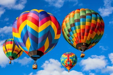 Fototapeta premium Colorful hot air balloons in sky.