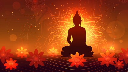 Celebration vesak/wesak day design with Buddha silhouette vector. Shiny Vesak/wesak day design background vector