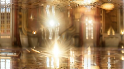 Fototapeta premium A clear photo of a building with a clock on its facade and a lamp illuminating the interior