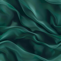 Obraz premium Abstract seamless pattern of luxury satin cloth waves in green dark emerald gradient