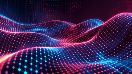 Obraz premium A colorful, abstract image of a wave with red and blue dots