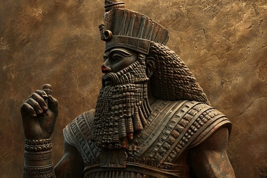 Supernatural Ancient Sumerian god. Antiquity history religious deity king. Generate ai
