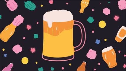 Beer-themed Background Designs - Vector Illustration Template of Beer Beverages - Fresh Collection for Your Designs. EPS 10.