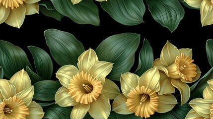   Image of a bouquet of multicolored flowers on a dark background, surrounded by green foliage and featuring a bright yellow center