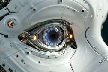 Intelligent Android eye robot. Data human tech. Generate Ai