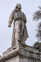 Architectural details of the monument to Giuseppe Garibaldi in honor of the general and Italian politician born in Nice. Nice, France.